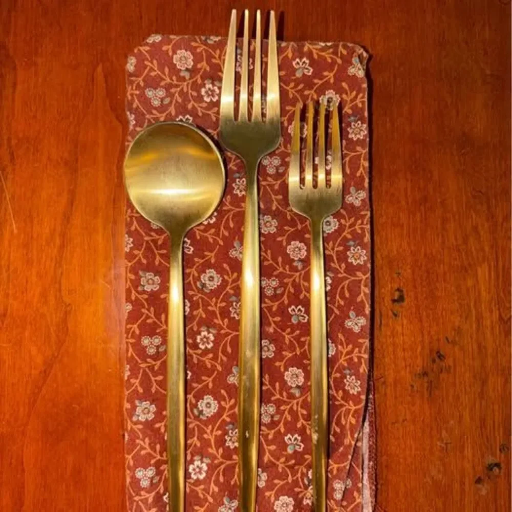 33 - Piece, Gold Flatware Set Full service of 5 or Fork and Spoon service of 12